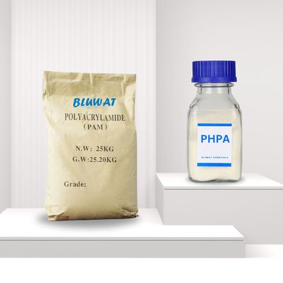 ซื้อ 89% ขั้นต่ําของสารแข็ง PHPA สําหรับการฟื้นฟูสนามน้ํามัน เพิ่มความแน่นของระยะน้ํา การผลิตออนไลน์