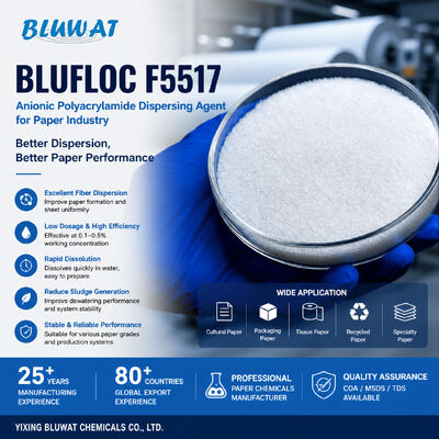 ซื้อ BLUFLOC F5517 สารกระจายโพลียาครีลาไมด์อันยอน สําหรับอุตสาหกรรมกระดาษ การผลิตออนไลน์