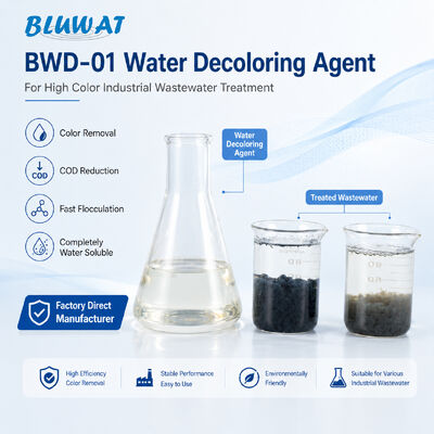 ซื้อ BWD-01 Water Decoloring Agent CAS 55295-98-2 สำหรับการบำบัดน้ำเสียอุตสาหกรรมที่มีสีสูงโดยมีปริมาณของแข็ง 50% การผลิตออนไลน์