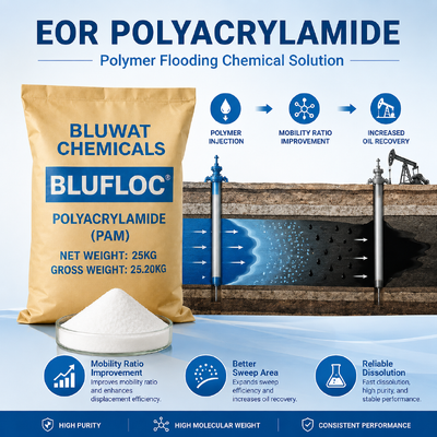 ซื้อ BLUFLOC Polyacrylamide อานิออนิก 20 ถึง 100 Mesh สําหรับความมั่นคงของเหลวเจาะน้ํามันและก๊าซ การผลิตออนไลน์