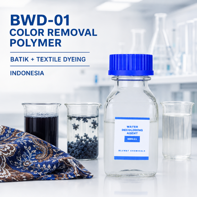 ซื้อ BWD-01 โพลิเมอร์กำจัดสีแบบประจุบวกสำหรับน้ำเสียจากการย้อมผ้าบาติกและสิ่งทอในประเทศอินโดนีเซีย การผลิตออนไลน์
