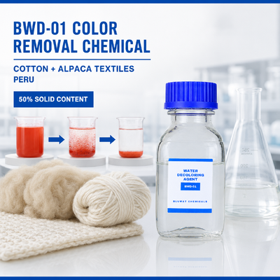ซื้อ BWD-01 สารเคมีกำจัดสีสำหรับน้ำเสียสิ่งทอจากฝ้ายและอัลปากาในเปรู การผลิตออนไลน์