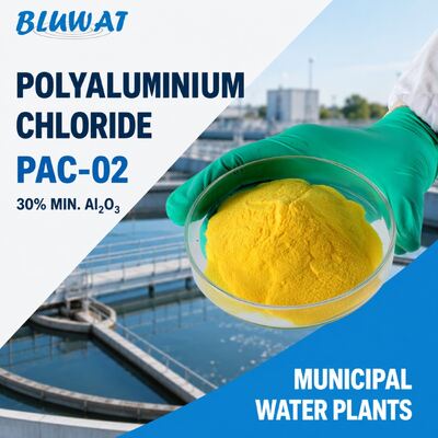 ซื้อ โพลีอะลูมิเนียมคลอไรด์ PAC-02 ที่มีความเป็นด่าง 45-85% และมีปริมาณ Al2O3 ขั้นต่ำ 30% สำหรับโรงบำบัดน้ำประปา การผลิตออนไลน์