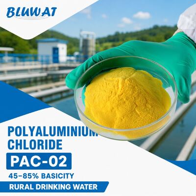 ซื้อ โพลีอะลูมิเนียมคลอไรด์ PAC-02 ปริมาณสารไม่ละลายไม่เกิน 0.1% และปริมาณ Al2O3 ไม่ต่ำกว่า 30% บรรจุในถุง 25 กก. สำหรับน้ำดื่มในชนบท การผลิตออนไลน์