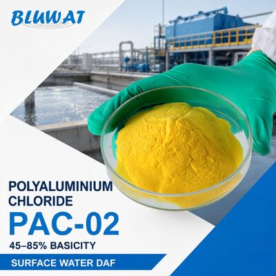 ซื้อ โพลีอะลูมิเนียมคลอไรด์แบบพ่นแห้ง PAC-02 ความเป็นด่าง 45-85% สำหรับการบำบัดน้ำผิวดินด้วย DAF การผลิตออนไลน์