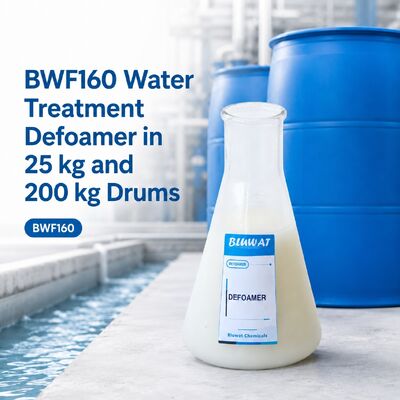 ซื้อ BWF160 โฟมซิลิโคนชนิดไม่มีประจุสำหรับน้ำเสียที่ปล่อยออกมา ด้วยปริมาณการใช้ 50-300 ppm ในถังขนาด 25 กก. และ 200 กก. การผลิตออนไลน์