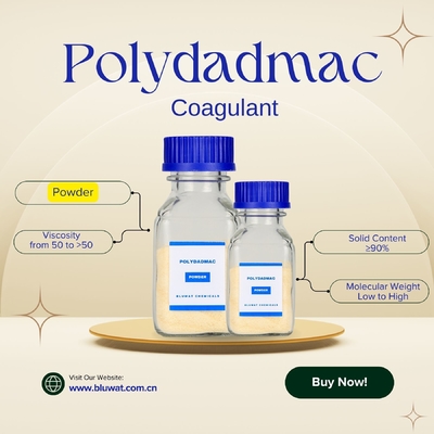 ขาว PolyDADMAC PDADMAC PDMDAAC การปนและการปั่นลอก ลดความอับอาย ลดปริมาณโคลน